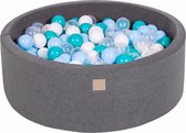 Ballenbakje.nl® Ronde Ballenbak set incl 200 ballen 90x30cm - Donker Grijs: Wit, Transparant, Turquoise, Babyblauw