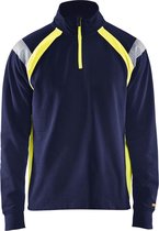 Blaklader Sweatshirt halve rits Visible 3432-1158 - Marine/High Vis Geel - L