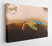 Onlinecanvas - Schilderij - Top View Assorted Colored Row Boats Art Horizontal Horizontal - Multicolor - 60 X 80 Cm