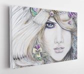 Onlinecanvas - Schilderij - Woman Face Art Horizontal Horizontal - Multicolor - 60 X 80 Cm