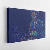 Jazz saxophone player jazz musician saxophonist abstract color vector illustration with large strokes of paint - Modern Art Canvas - Horizontal - 730453381 - 40*30 Horizontal