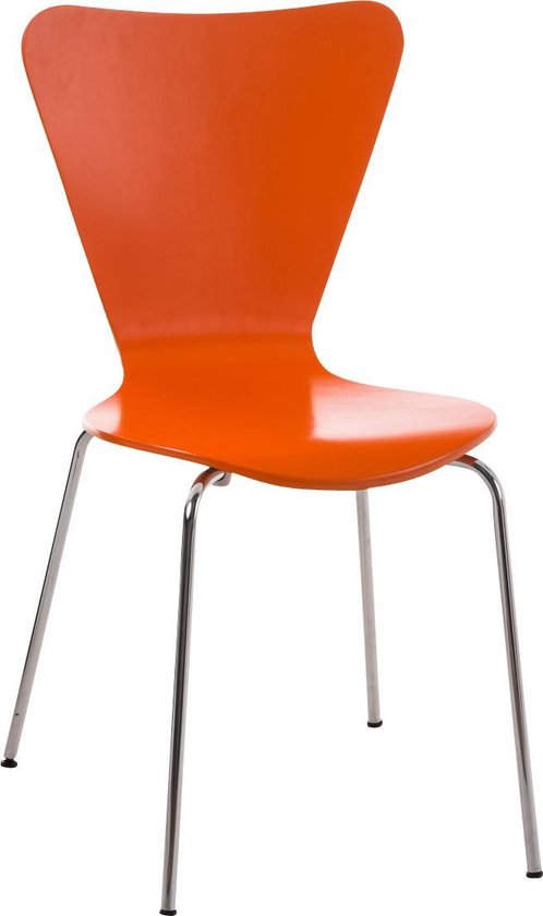 Stoel -Eetkamerstoel - Bezoekersstoel - Stapelbaar - Hout - Oranje