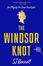 Boekomslag van 'The Windsor Knot', met een gouden kroon en profiel van een koningin. Tekst: 'Her Majesty the Queen Investigates', 'The Windsor Knot', 'SJ Bennett'.