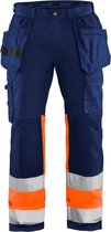 Blaklader 1558 Pantalon de Travail Réfléchissant Stretch Bleu Marine/ Oranje