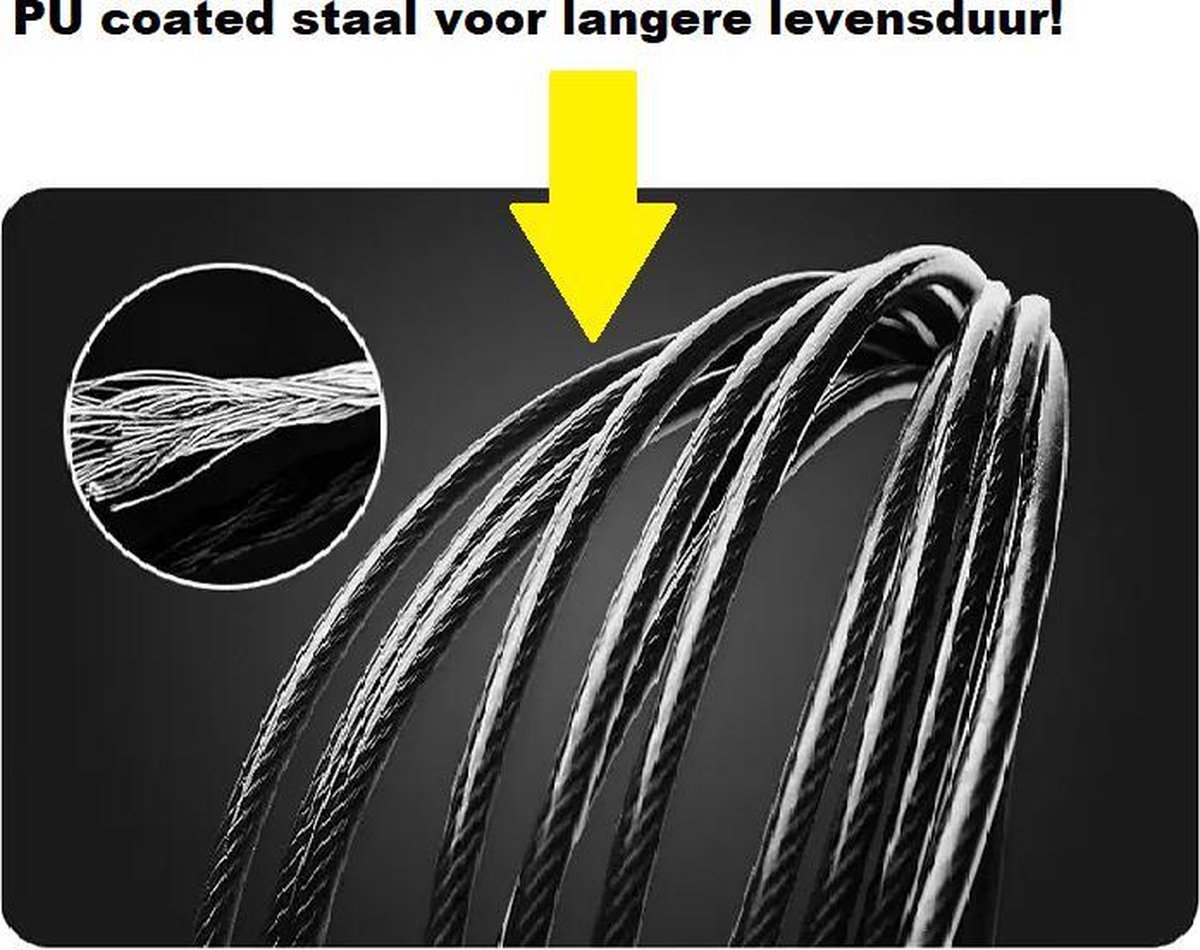 Professioneel Springtouw voor volwassenen - Lichtgewicht - Speedrope - Verstelbaar met Kogellager - Jumprope - Crossfit — afbeelding 4