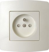 Tweepolige stopcontact + Aarding - 16A - 230V - Baby Safe - RAL9016 - Inbouw