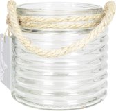 Glazen cilinder windlicht 1 liter met touw hengsel/handvat 9 x 9,5 cm - 1000 ml - Kaarsen - Waxinelichtjes.