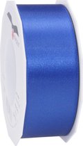 1x Luxe, brede Hobby/decoratie blauwe satijnen sierlinten 4 cm/40 mm x 25 meter- Luxe kwaliteit - Cadeaulint satijnlint/ribbon