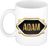 Naam cadeau mok / beker Adam met gouden embleem 300 ml