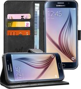 iCall - Samsung Galaxy S6 Edge - Étui portefeuille en cuir TPU noir - Étui Portemonee - Étui livre - Couvercle à rabat - Charnière - Étui de protection à 360 degrés pour téléphone portable