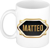 Matteo naam cadeau mok / beker met gouden embleem - kado verjaardag/ vaderdag/ pensioen/ geslaagd/ bedankt