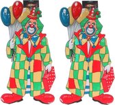 3x stuks clown carnaval decoratie met ballonnen 60 cm - Feestartikelen/versieringen