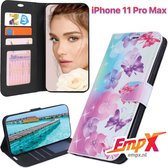 EmpX.nl iPhone 11 Pro Max Print (Vlinders) Boekhoesje | Portemonnee Book Case voor Apple iPhone 11 Pro Max met Print (Vlinders) | Met Multi Stand Functie | Kaarthouder Card Case iPhone 11 Pro