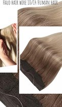 Wire Hair Halo Extensions human hair 30cm #10/14 Ombré Balayage Visdraad