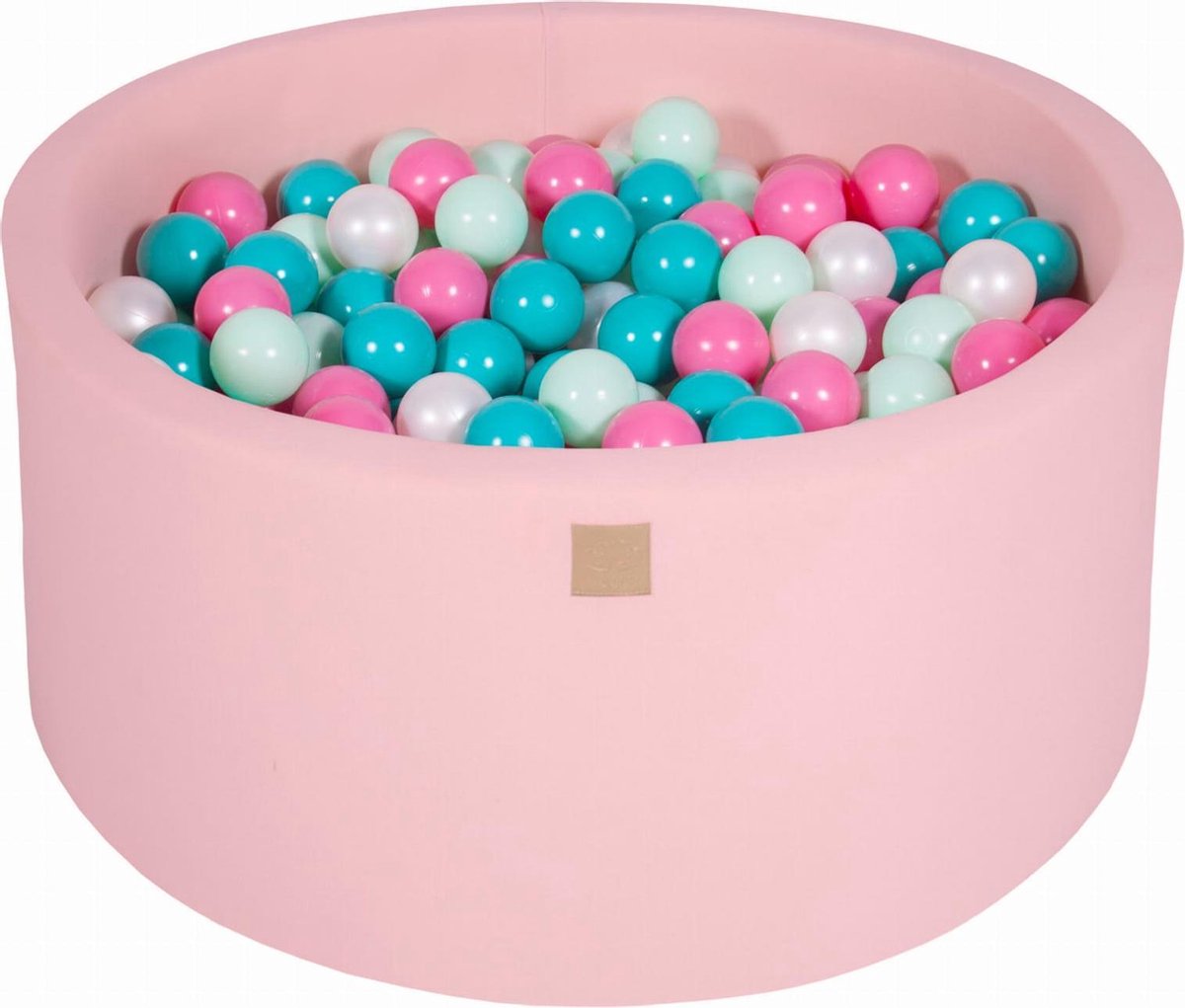 Ballenbakje.nl® Ronde Ballenbak set incl 300 ballen 90x40cm - Licht Roze: Parel Wit , Turquoise, Licht Roze, Mint