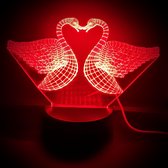"KUSSENDE ZWANEN"  3D led lamp