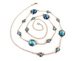 Zilveren halsketting collier halssnoer roze goud verguld Model Multi Forms gezet met blauwe stenen