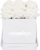 Relaxdays flowerbox wit - Valentijnsdag - rozenbox - giftbox - cadeaubox kunstbloemen - wit