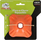 Jolly Pets Jolly Flex-n-chew Squarble – Vierkant stuiterend hondenspeeltje – Uitstekend geschikt om traktaties in te stoppen – Kauwbestendig – Masseert het tandvlees – Oranje - Rubber - Large