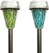 Solarlamp - 2 stuks - Mozaiek - Glas- Ø7x40cm - Prikker