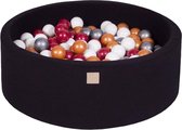 MeowBaby® Ronde Ballenbak set incl 200 ballen 90x30cm - Zwart:  burgundy, gold, white, silver