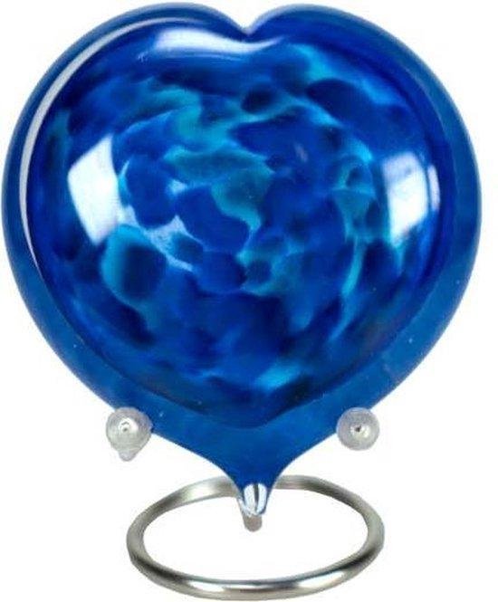 Eeuwige Roos Glasobjecten Keepsake Hart Blauw Urn op standaard  As-in-glas