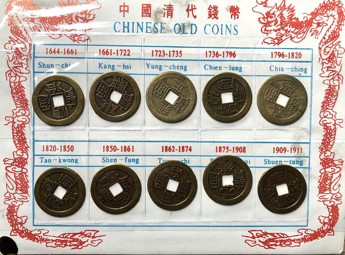 Verzamelset van 10 oude Chinese munten met Jaartal en Naam Verzamelset van 10 oude Chinese munten met Jaartal en Naam