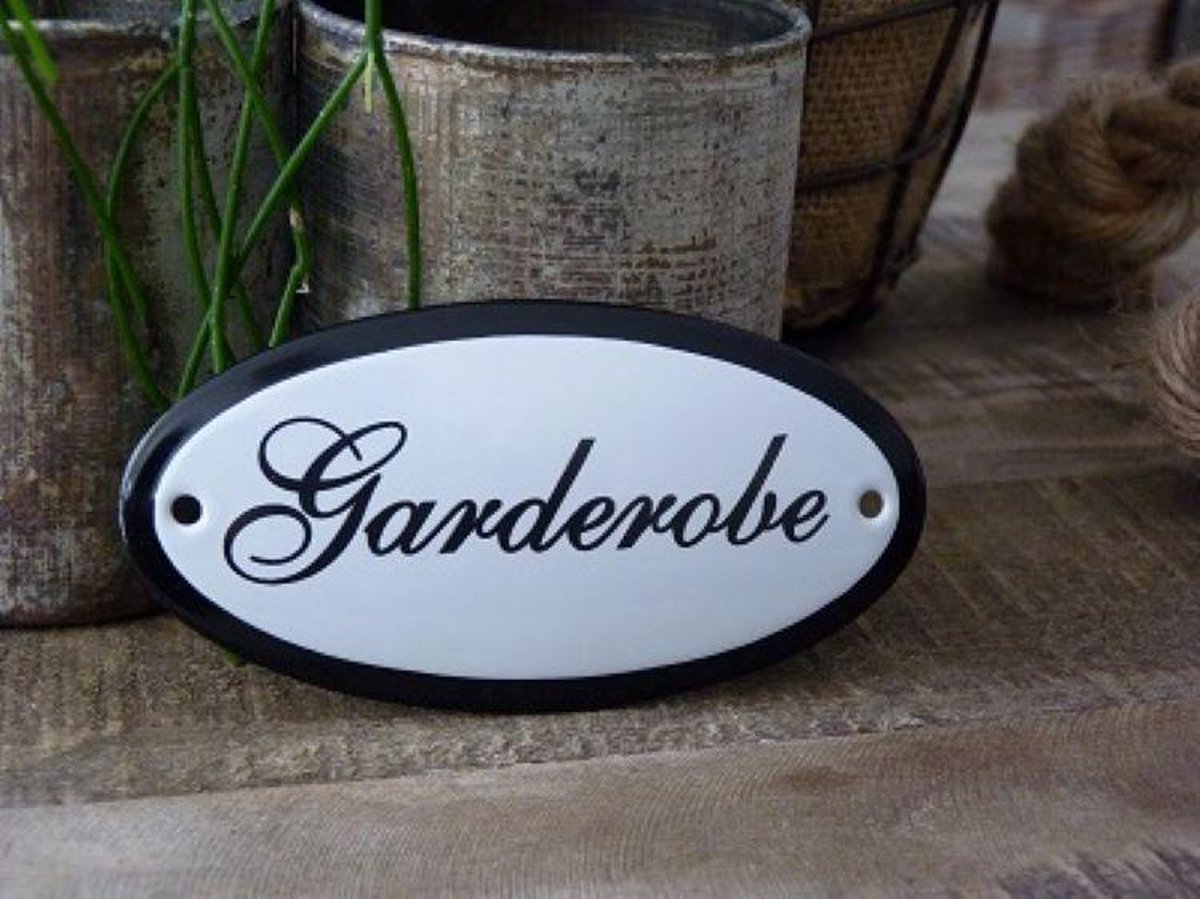 Emaille Deurbordje Ovaal \'garderobe\'