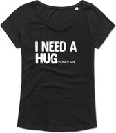 Ladies T Shirt - Workout T-Shirt -Casual T-Shirt - Lifestyle T-Shirt - Wijn - I NEED A HUGe glass of Wine - Zwart - XL