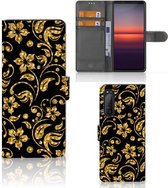 Telefoonhoesje Sony Xperia 5II Bookcase Cadeau voor Oma Gouden Bloemen