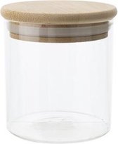 Voorraadpot - Snoeppot - Voorraadbus - Bewaarblik - Pot met houten deksel - Glas - 33cl