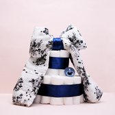 Mini Luiertaart Bloemenstrik met Bibs Speen blauw