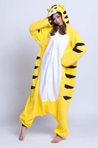 Tijger onesie geel - maat S - pak kigurumi luipaard panter kostuum XS