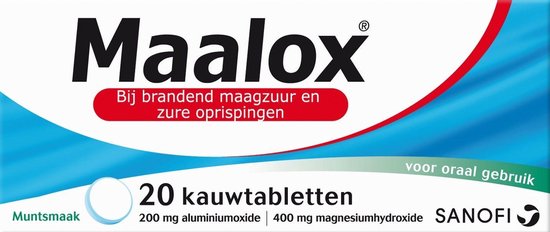 Foto: Maalox kauwtabletten muntsmaak 1 x 20 tabletten