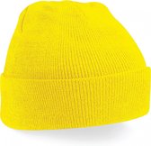 wintermuts Yellow| klassieke gebreide muts in 30 verschillende kleuren| tweelaags gebreid