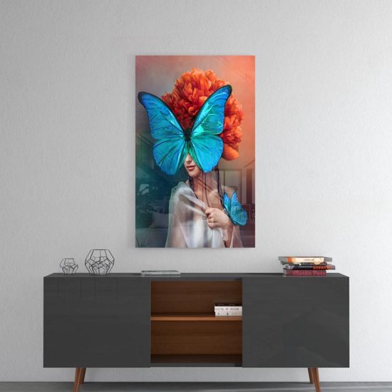Peinture sur Glas - Papillon - Peinture sur Glas trempé à impression UV 110x70 cm, 4 mm