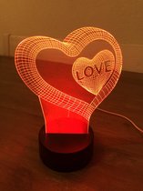 TAFELLAMP | LED LAMP | HART IN HART + LOVE | 7 KLEUREN | AFSTANDSBEDIENING | 23CM