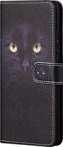 Zwarte poes kat agenda book case hoesje Nokia 5.4