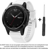 Wit Siliconen Bandje Garmin Fenix 5 (& 5 Plus & Sapphire) / Forerunner 935/945 / Quatix 5 &5 Sapphire / Fenix 6 &6 Plus / Approach S60 & S62 / MARQ devices / D2 Delta – Maat: zie m