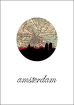 Steden Poster - Amsterdam Skyline - Wandposter 60 x 40 cm
