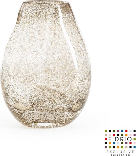 Design vaas Organic - Fidrio BUBBLES CLEAR - glas, mondgeblazen bloemenvaas  - hoogte 20 cm | bol.com