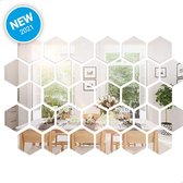 Mondio Wandspiegel Plakspiegel – Hexagon Wandspiegel - Passpiegel -  Woonkamer Decoratie – 12 Stuks - 200 x 170 x 100 mm