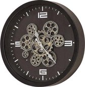 Radarklok - Klok - Wandklok met draaiende tandwielen - Zwart - Metaal - 38 CM