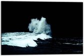 Dibond - Zwart/Wit Golven In de Oceaan - 60x40cm Foto op Aluminium (Met Ophangsysteem)