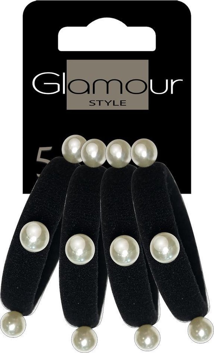 Glamour - Hair Elastics Black From Beads
