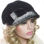 Luxe wollen winterbaret met kort klepje kleur blauw maat one size