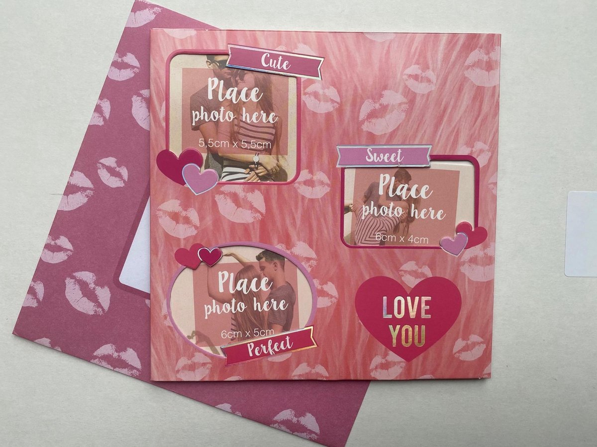 Valentijnskaart / wenskaart met fotoframe Love you
