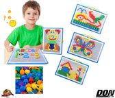 Educatief Speelgoed - Mozaïeksetje - Mushroom Nail Puzzle - Button Art Speelgoed Creatief - Draagbaar voor Jongens & Meisjes - Verjaardagscadeaus of Feestartikelen - 3D-puzzels Edu