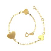 9 KARAAT GOUDEN ARMBAND MET 3 HARTJES 222531