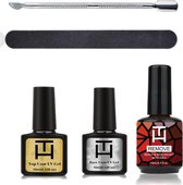 Remover Gellak – Top Coat – Base Coat - Gellak – Gellak Verwijderen – Nagelvijl – Magische Gellak Remover Set - Cuticle Pusher - Remover